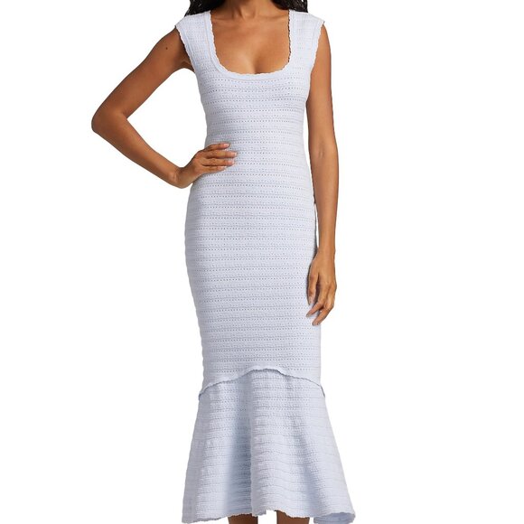 LoveShackFancy | Leigh Pointelle Knit Midi Dress Blue | XS|S|NWT - Picture 1 of 12